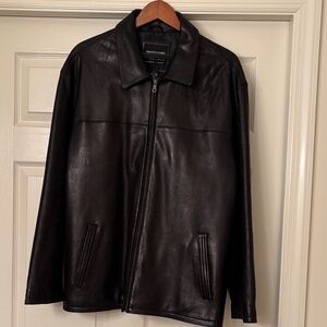 Perry Ellis Men's Black Leather Jacket